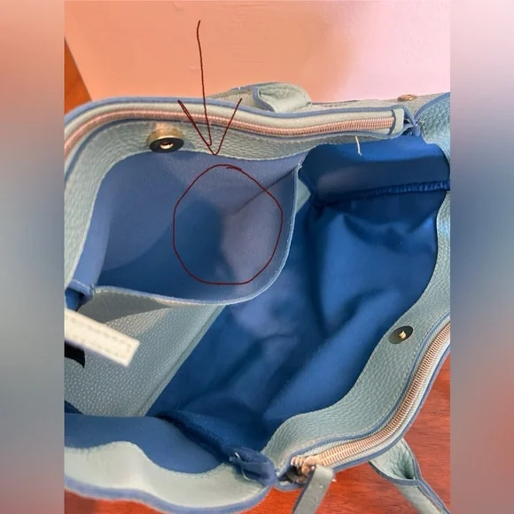 Robin’s Egg Blue Clarks Bag with Cutouts and Zipper Pockets - Picture 10 of 12